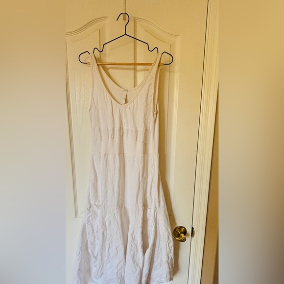 Made in Italy White Linen Midi Casual Dress 6 Long Lightweight Women’s 6 Long - Picture 2 of 11